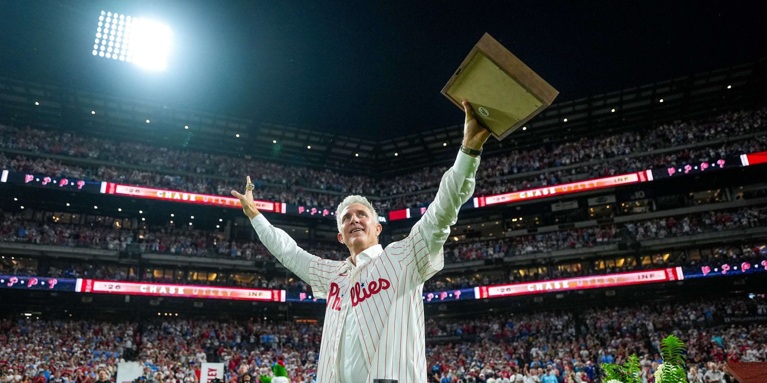 Chase Utley is officially a Phillies Wall of Famer after ceremony delayed by weather