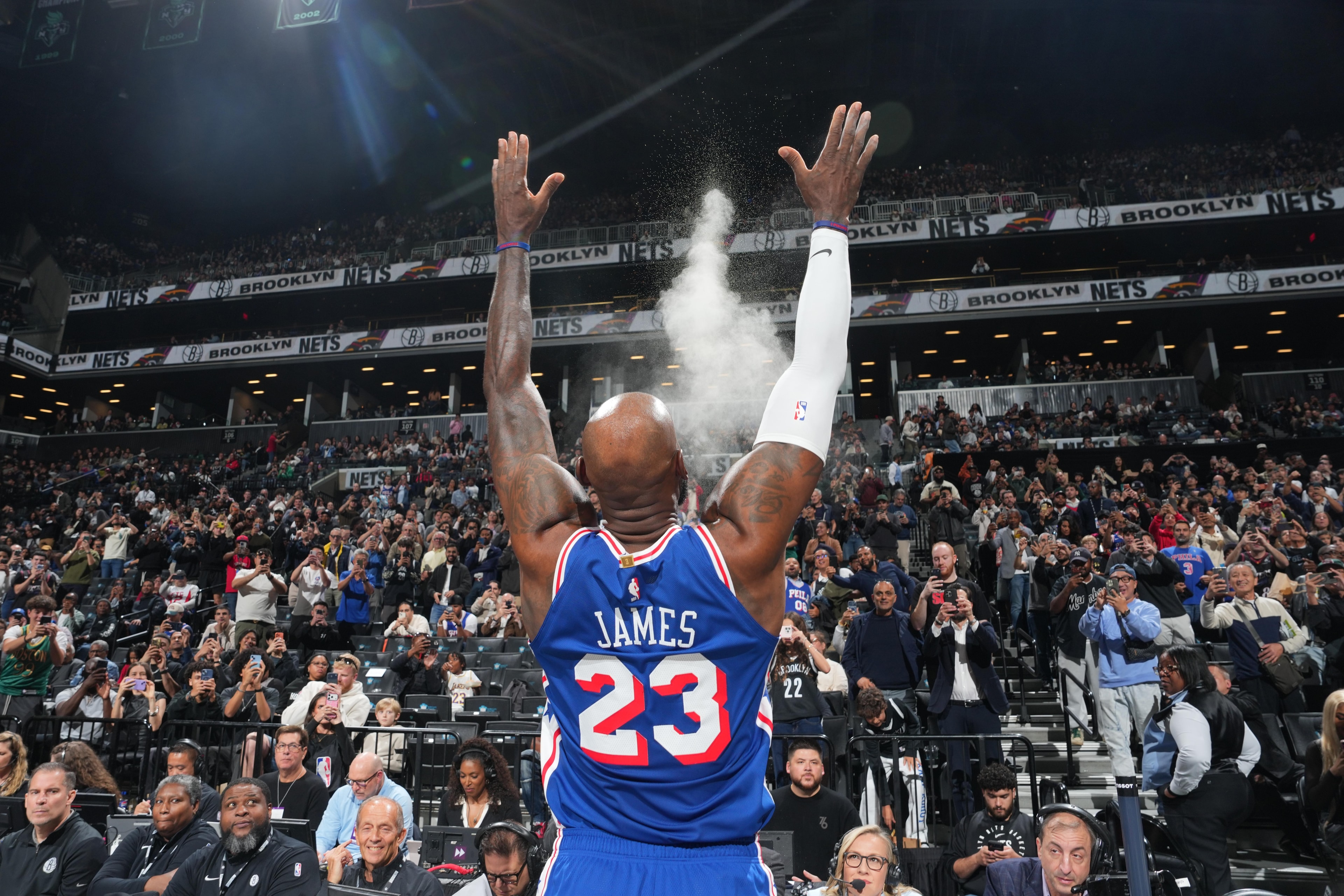 Sixers starting five clicks early, with LeBron James, Tyrese Maxey, Jaylen Brown, VJ Edgecombe and Joel Embiid sharing the floor vs. Nets