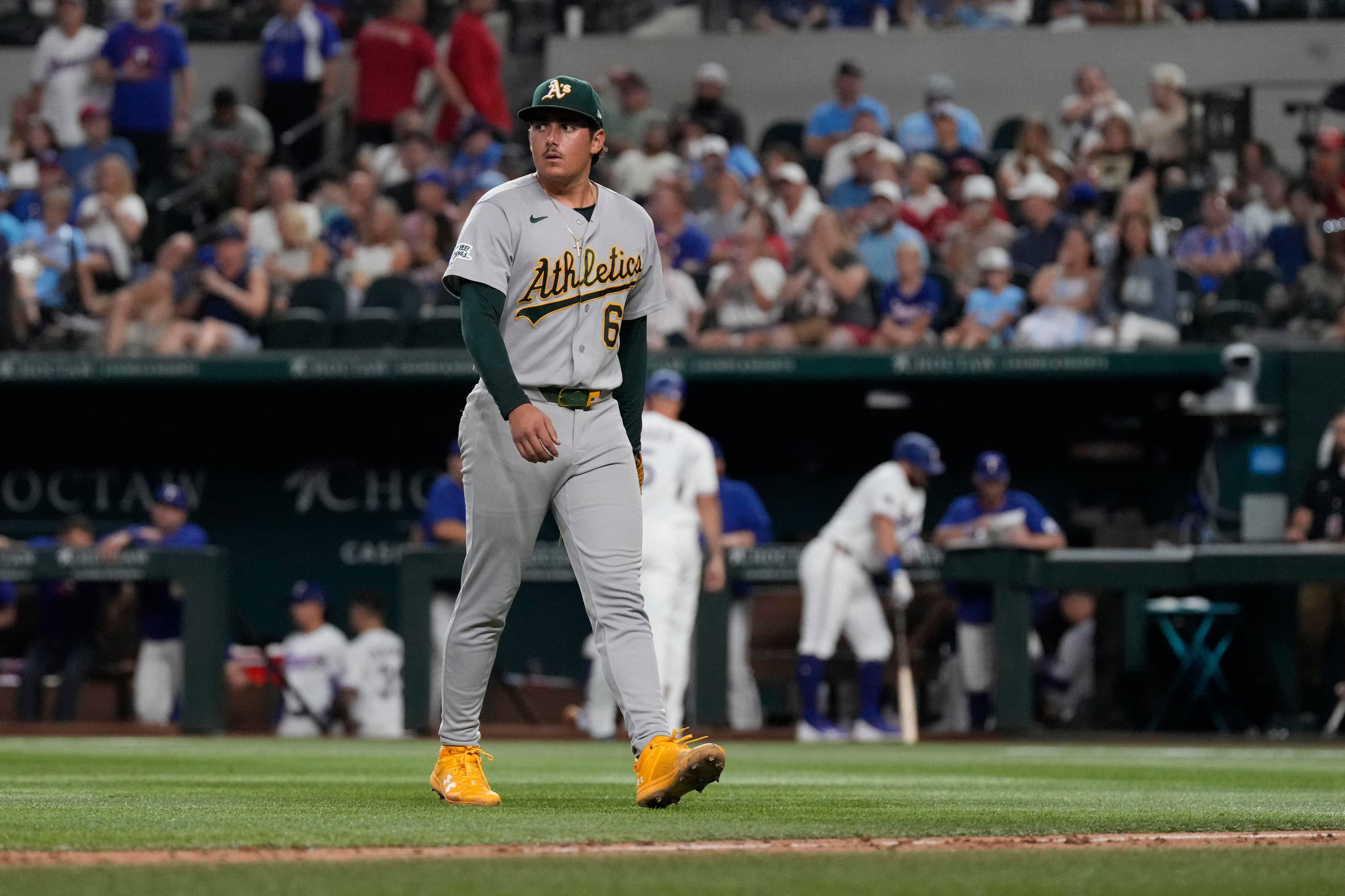 A’s offense goes quiet again as losing streak reaches four in 8-1 loss to Rangers