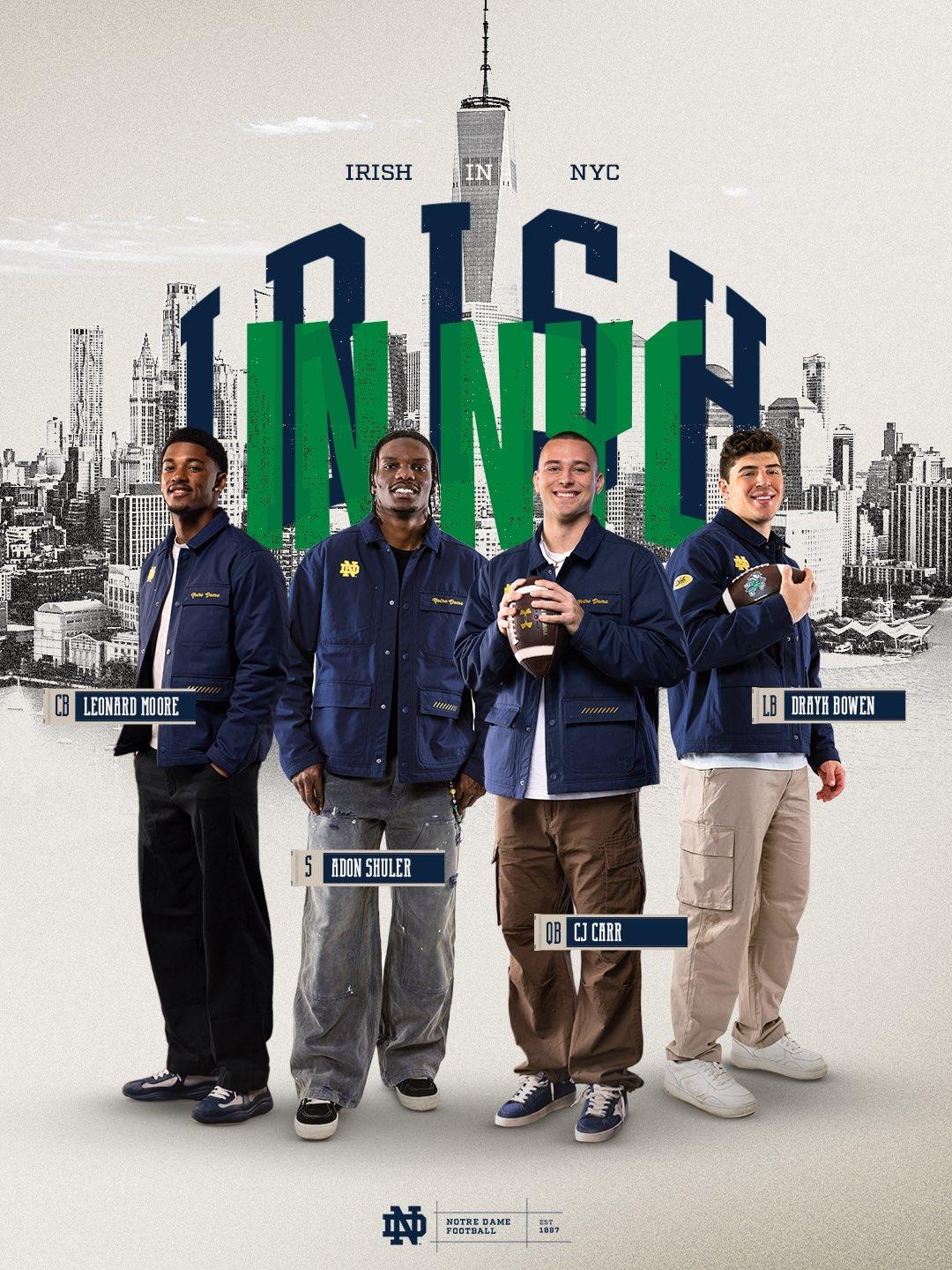 Notre Dame launches New York City media blitz with QB CJ Carr in the spotlight