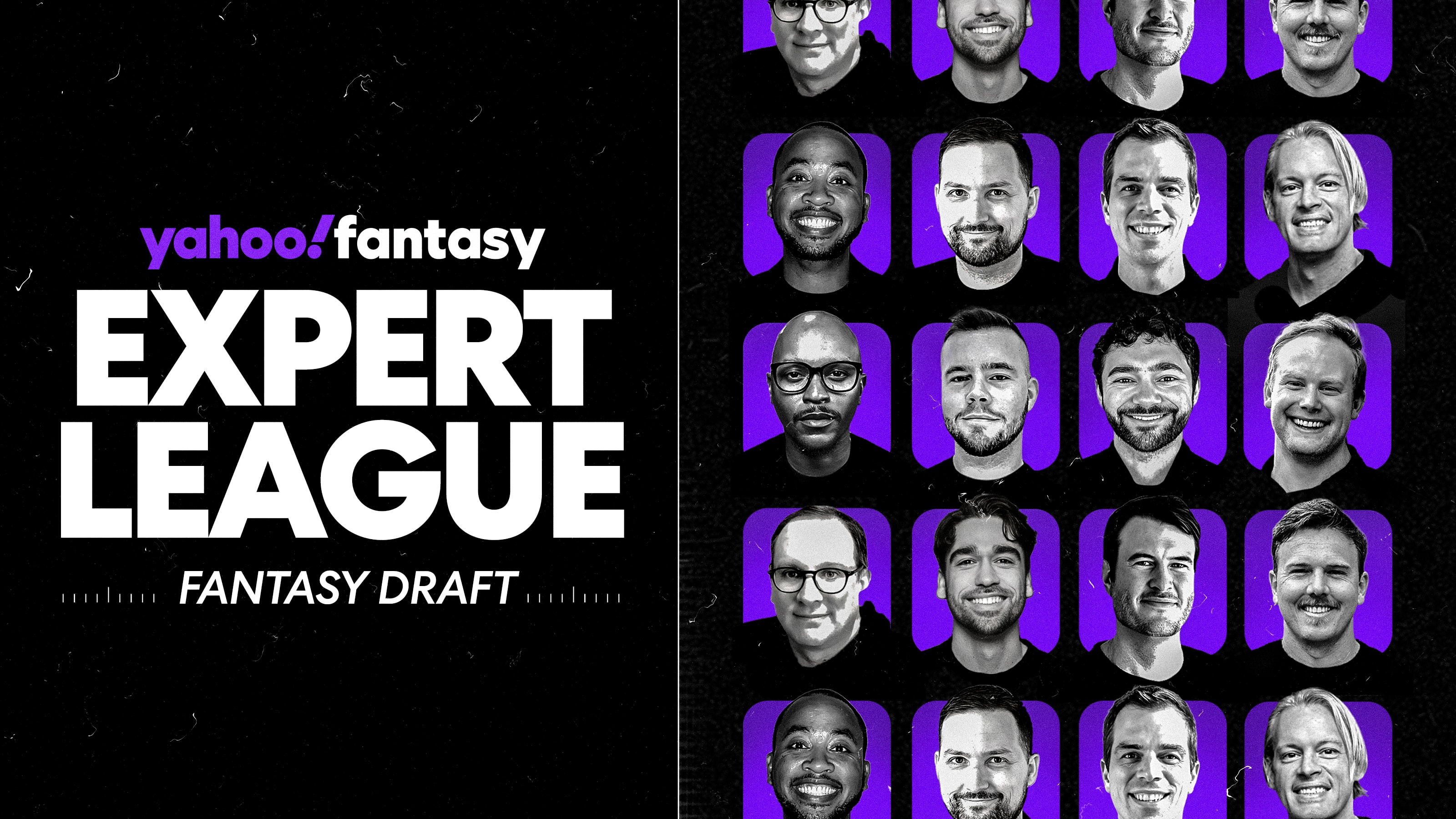 Yahoo Fantasy sets a live “expert draft” for a 12-person NFL fantasy league, with analysis built into every pick