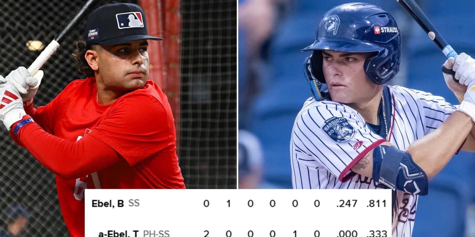 Brewers 2026 first-rounder Trey Ebel pinch-hits for brother Brady in Single-A Wilson appearance