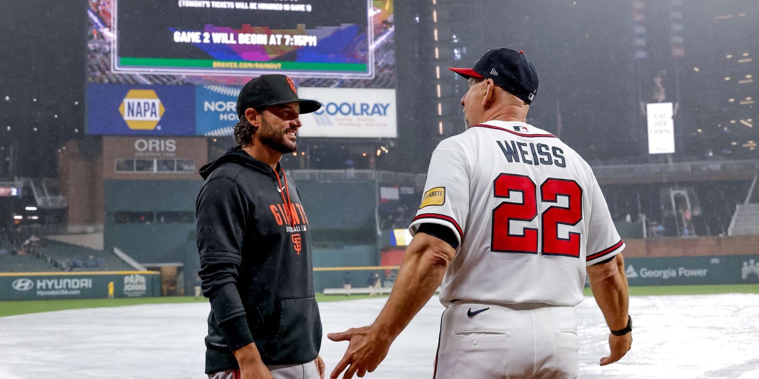 Giants-Braves game suspended by rain to resume Wednesday at 2 p.m. ET