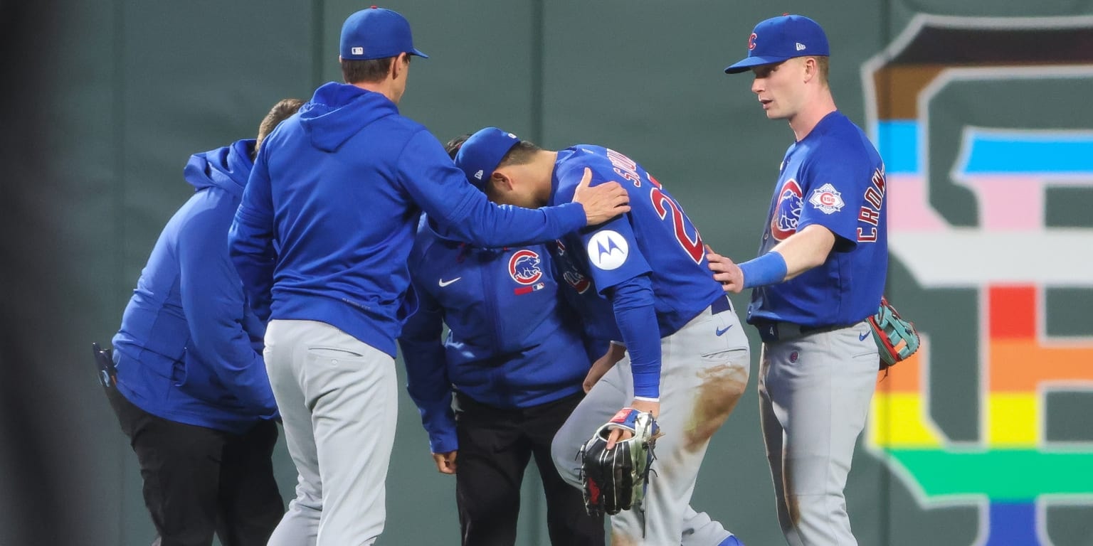 Seiya Suzuki leaves Cubs-Giants game with right knee discomfort after awkward step in left-field run