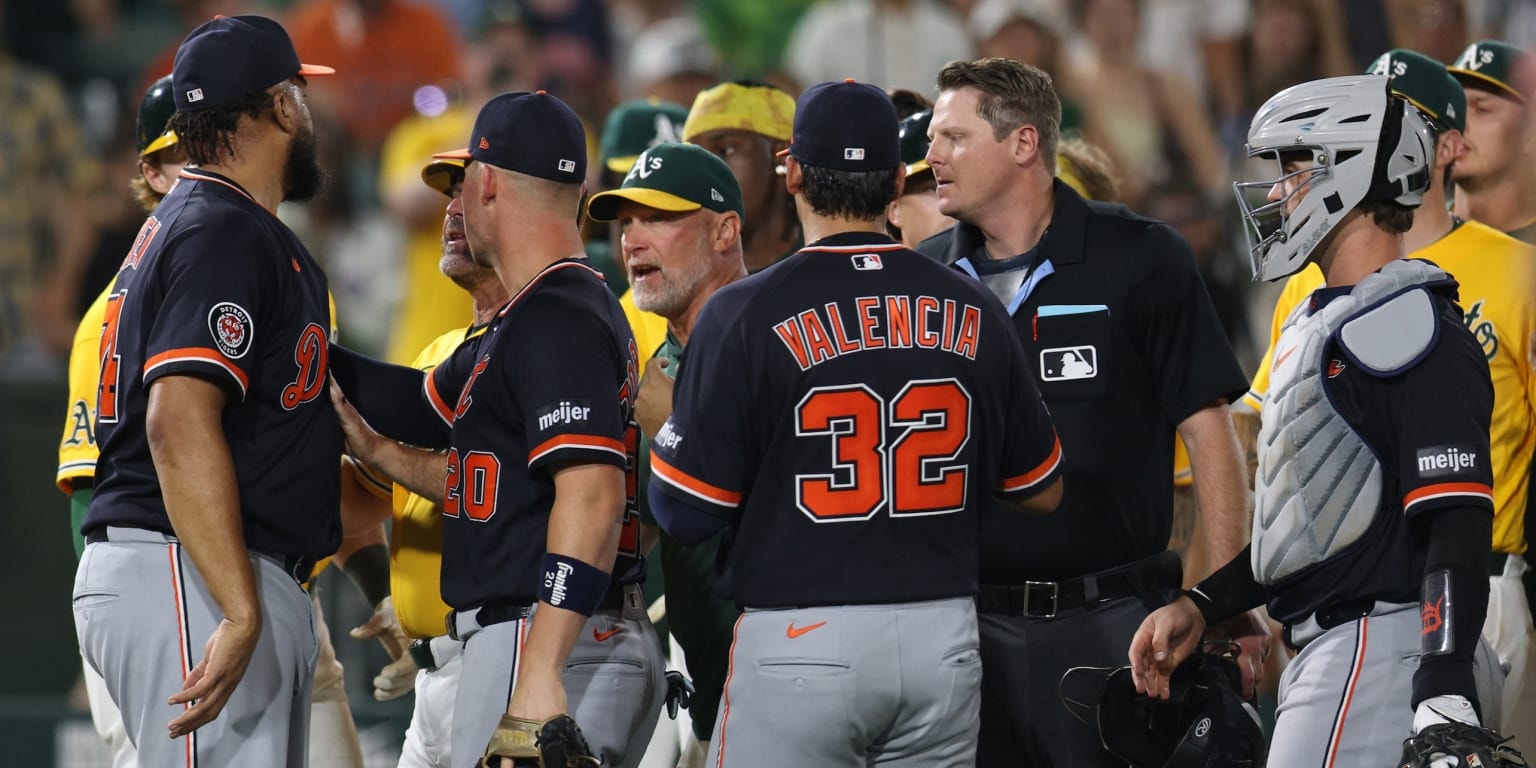 Benches clear late after Tigers closer Kenley Jansen and A’s baserunner Jeff McNeil trade chirps following Detroit win