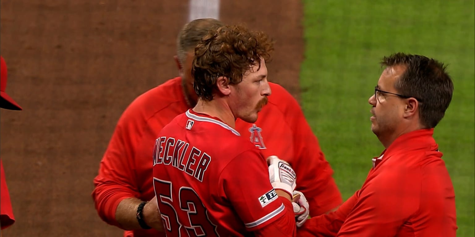 Wade Meckler leaves Angels-Astros game after being hit in the head by a pitch in the fifth
