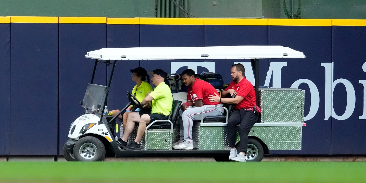 Dane Myers carted off after collision while robbing Andrew Vaughn in center field