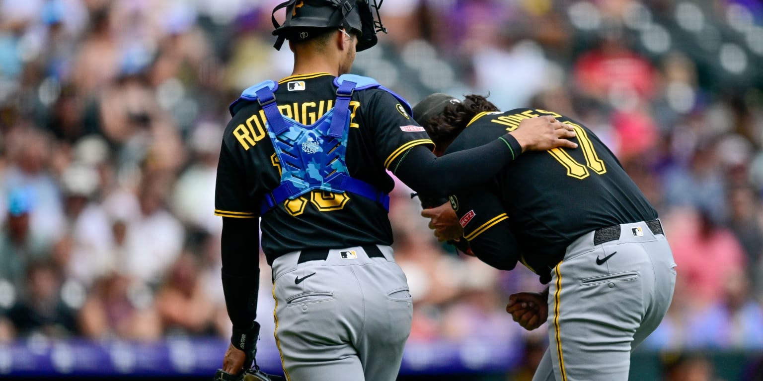 Pirates’ Jared Jones leaves early after being hit by a comebacker on right elbow