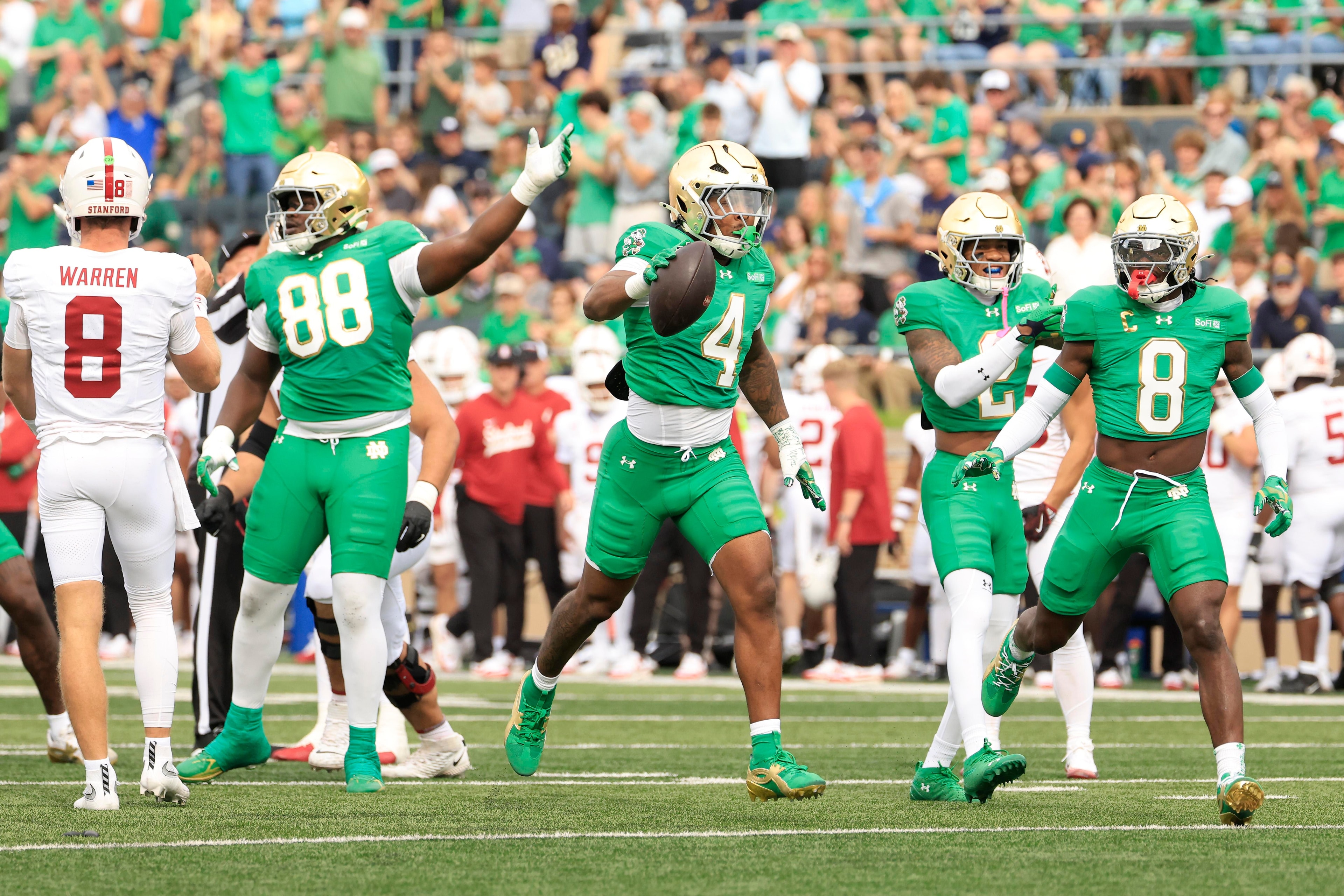 Notre Dame turns Stanford into a rushing exhibition, 58-7 at Notre Dame Stadium