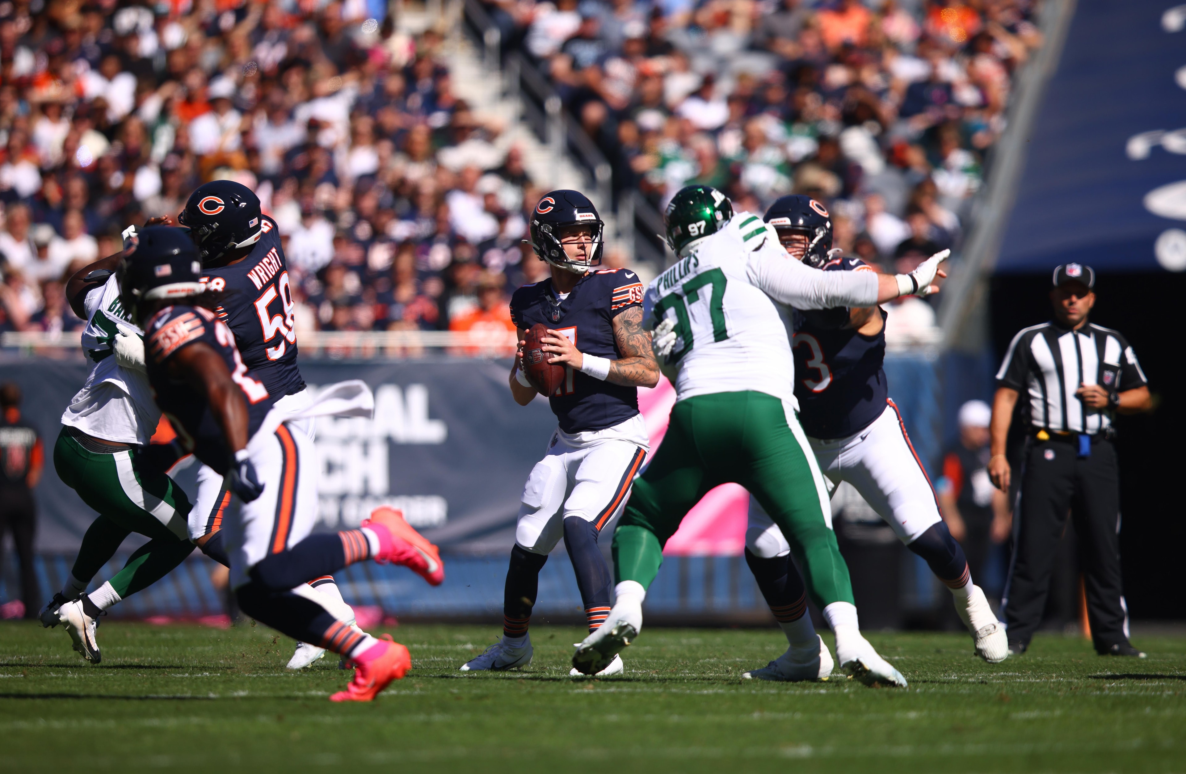 Bears use a QB look on the first snap in film breakdown of Tyson Bagent’s Week 4 outing vs. Jets