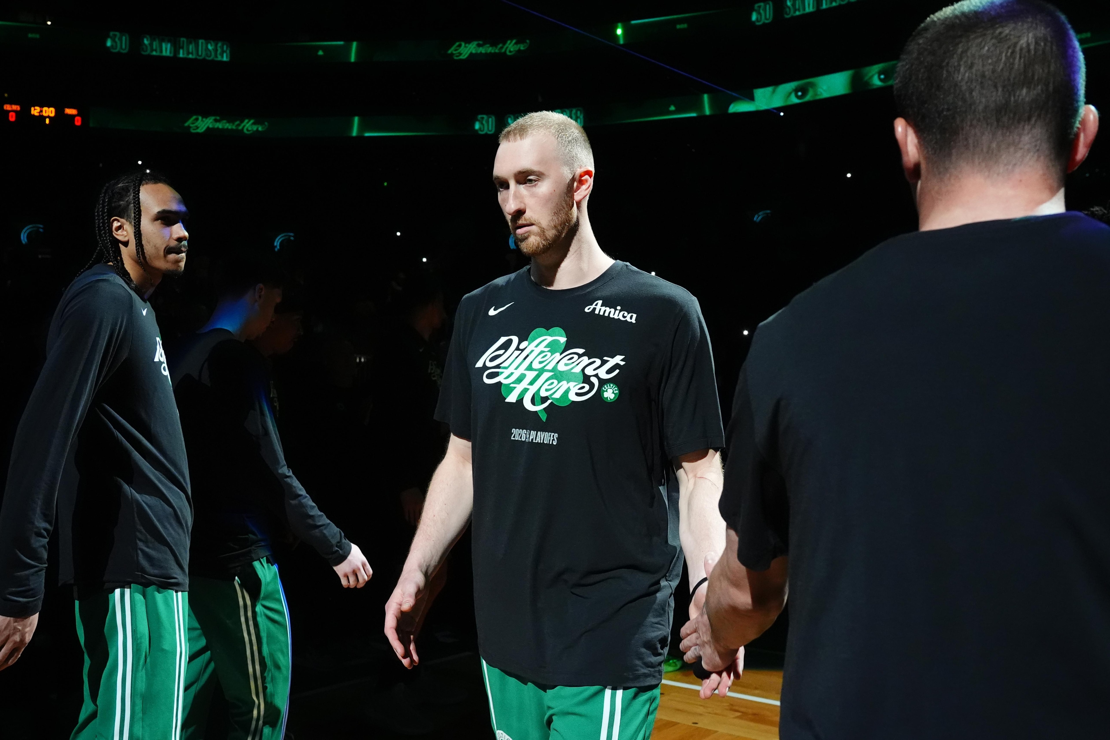Sam Hauser’s place on the Celtics is getting harder to define as Boston leans into wing depth