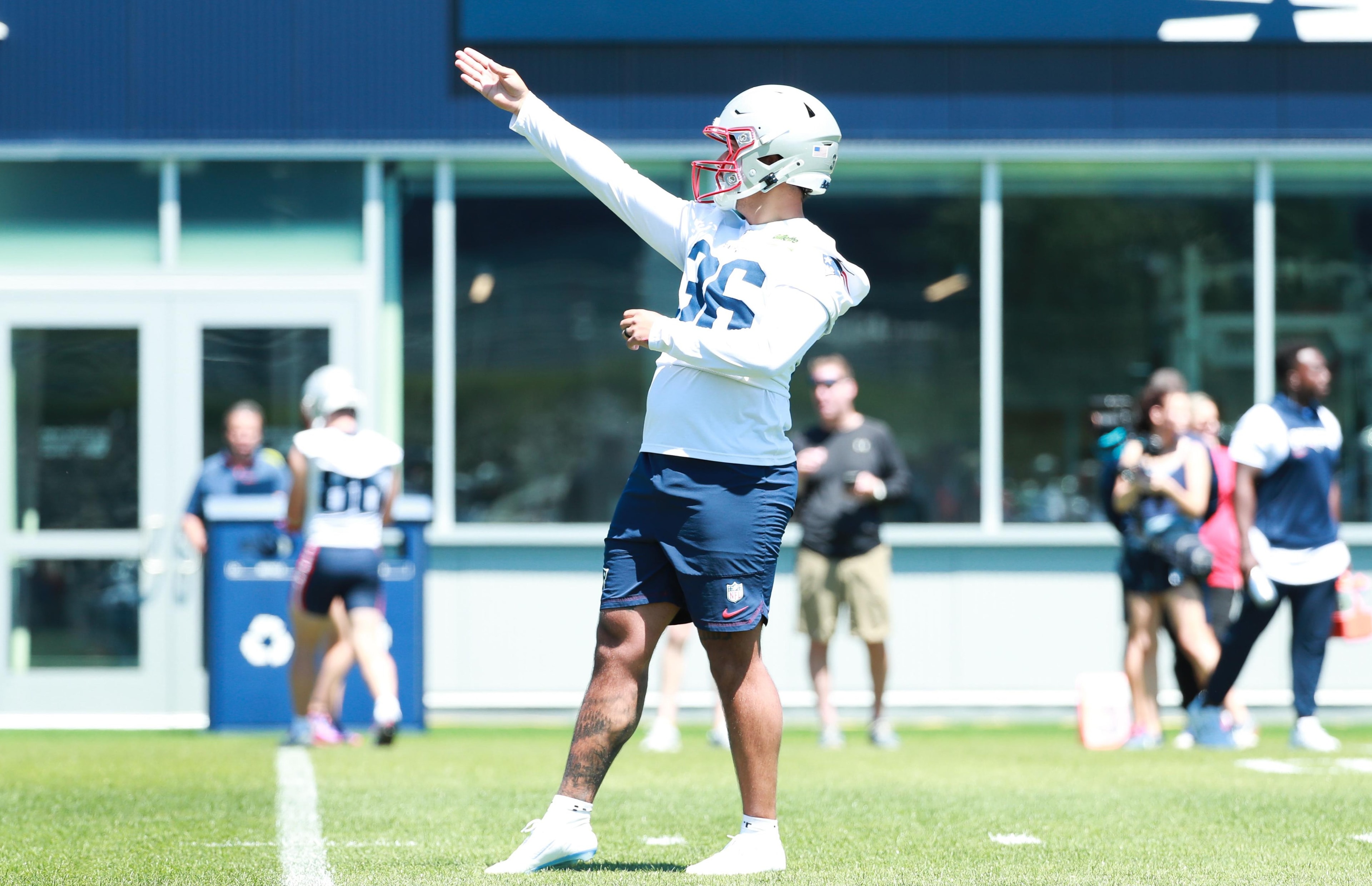Patriots return for their 15th padded practice behind Gillette Stadium, with roster battles still in focus
