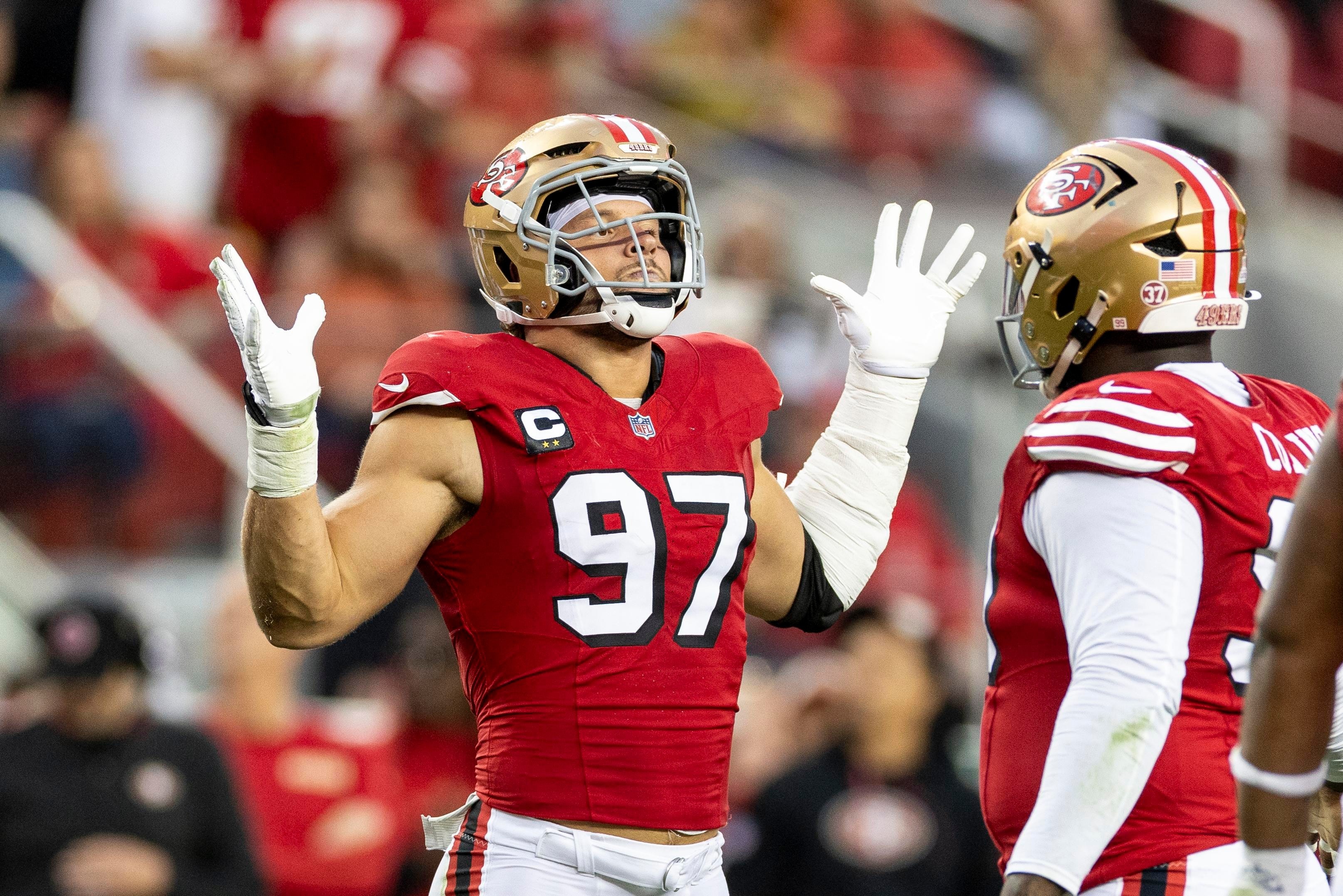 Nick Bosa’s right knee tendonitis puts Week 1 status in doubt for 49ers
