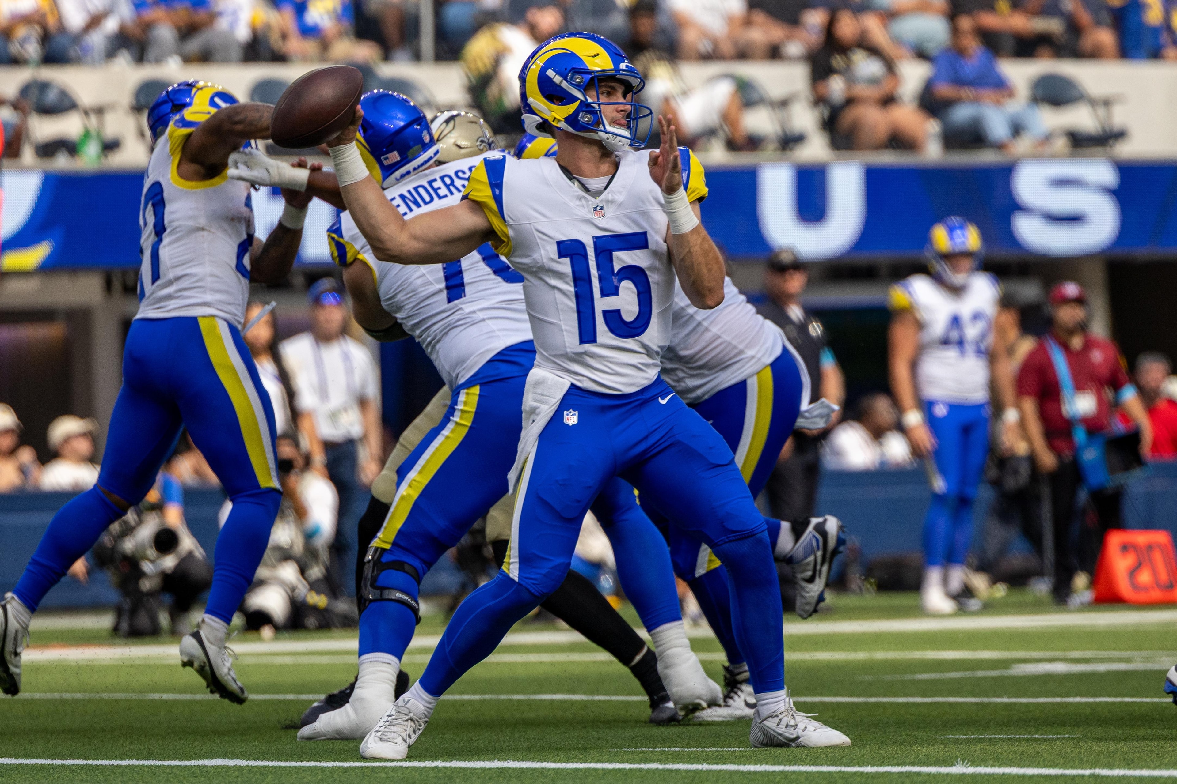 Rams shut out Saints 34-0, but Ty Simpson’s limited reps drew criticism