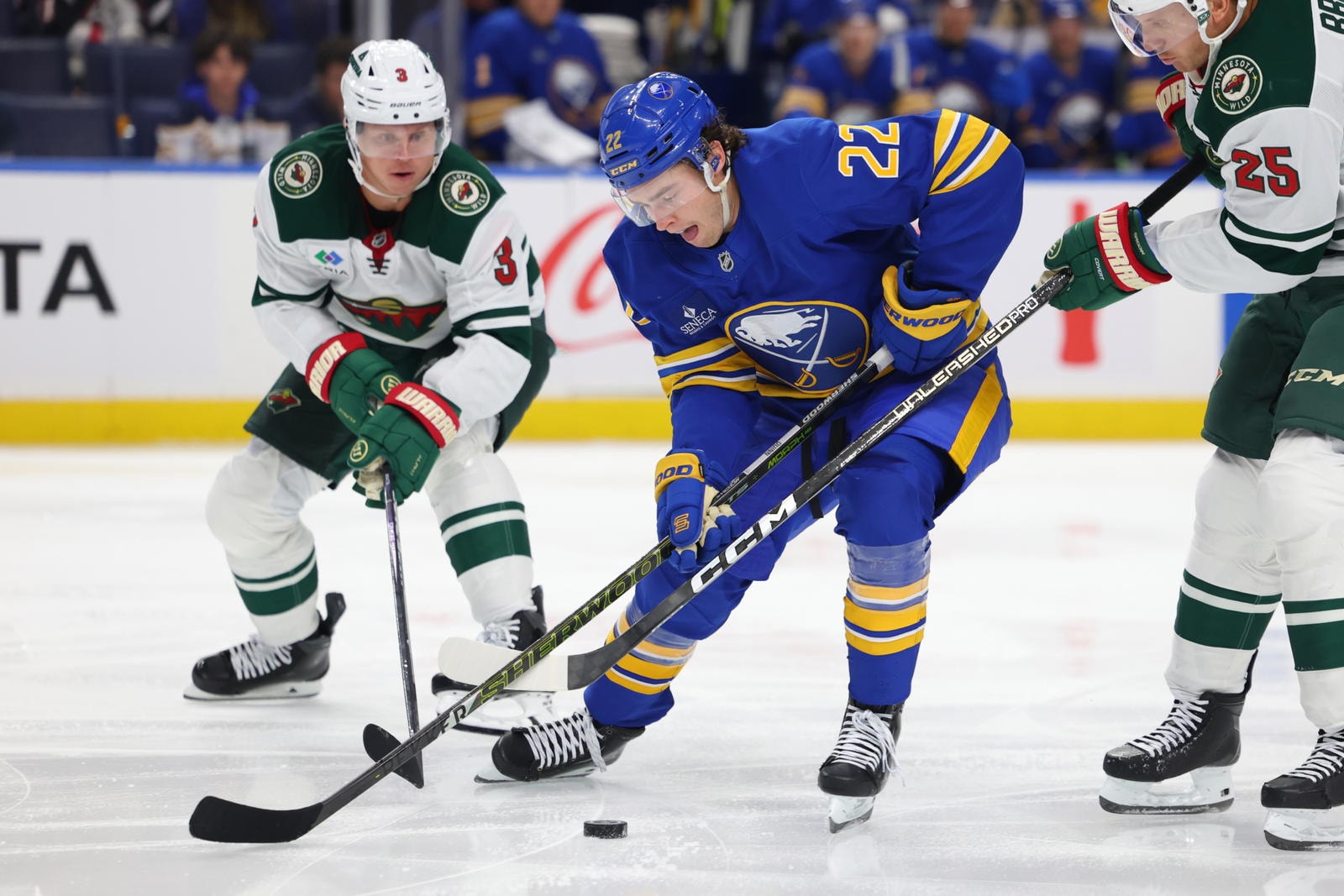 Sabres rally from two goals down to beat Wild 3-2 in overtime, extending a three-game run