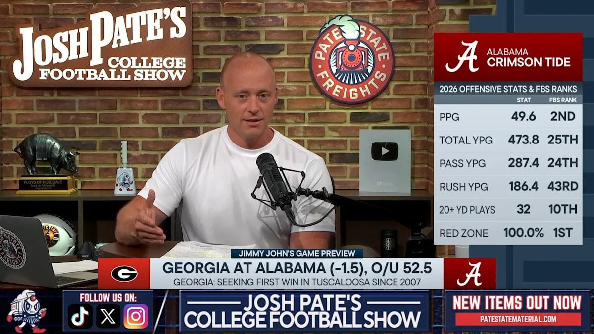 Georgia’s trip to Alabama headlines a Week 6 slate, while Texas-Oklahoma reignites and other key matchups fill out the board