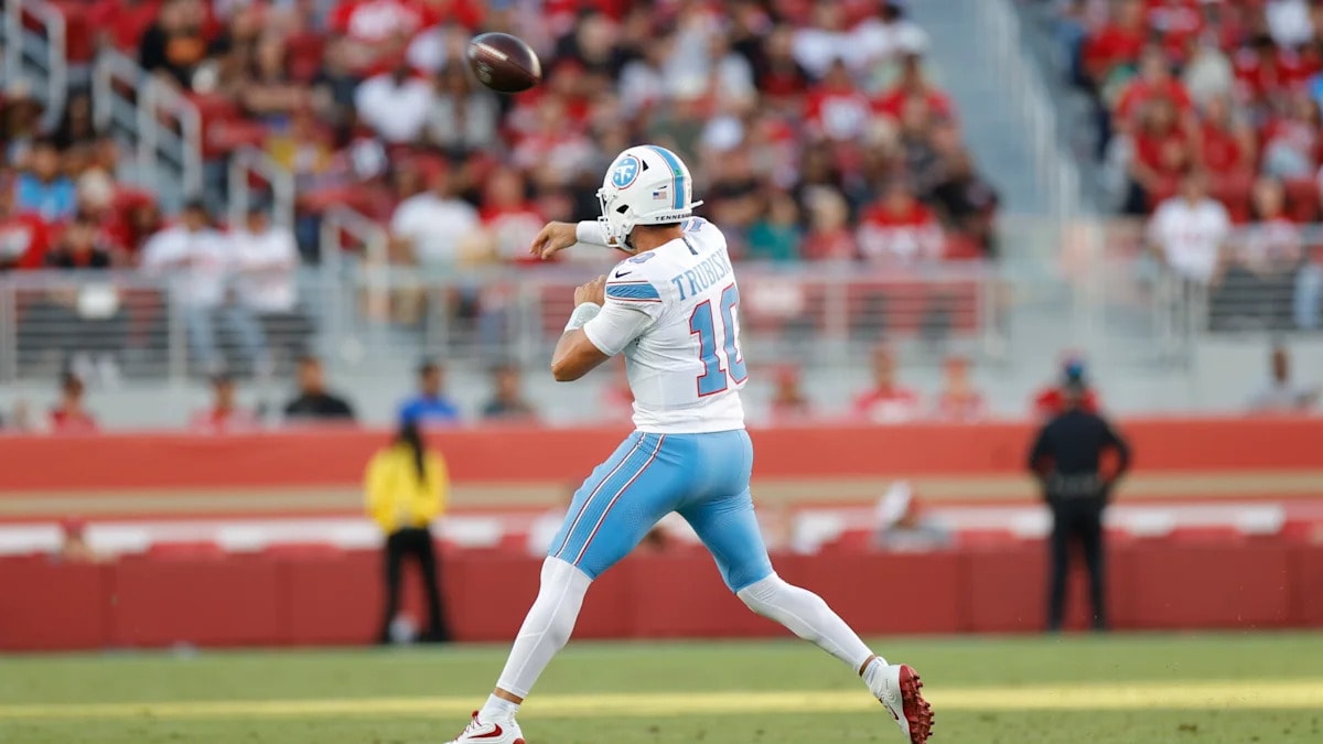 Titans QB Mitchell Trubisky leaves practice early as Saleh says biceps injury is being evaluated