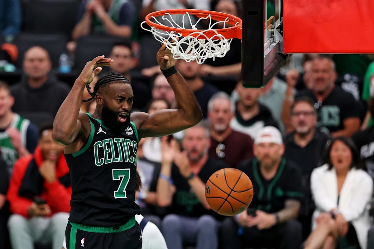Brad Stevens floats the idea of a Jaylen Brown jersey retirement in Boston
