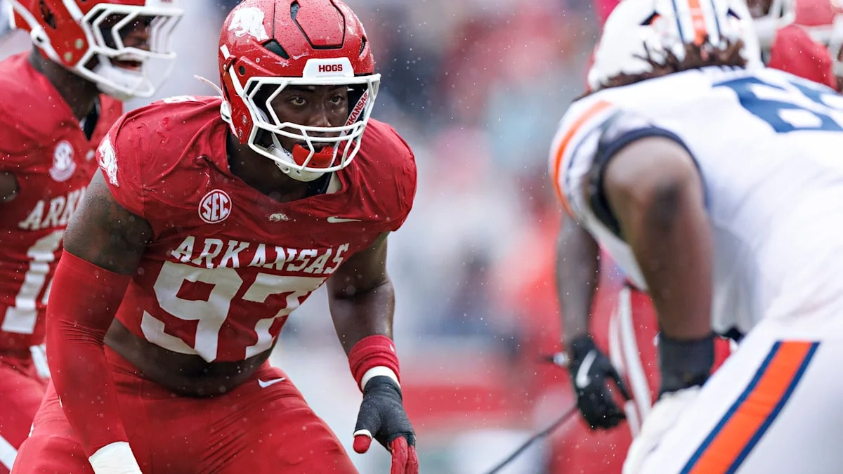 Quincy Rhodes Jr. uses SEC media days to frame his senior goals as Arkansas searches for defensive traction