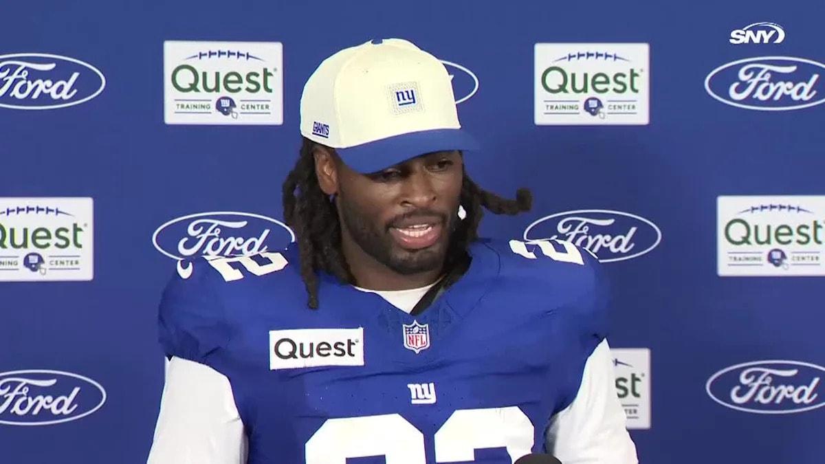 Najee Harris points to a Baltimore connection as he joins the Giants, citing John Harbaugh’s influence
