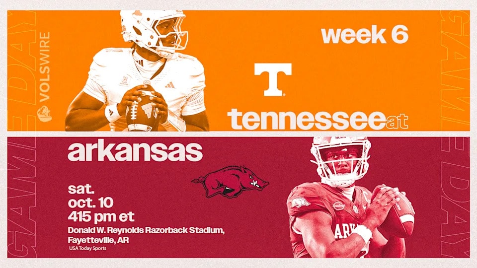 Tennessee heads to Arkansas for a pivotal Week 6 SEC road test, with score projections pointing to a tight matchup