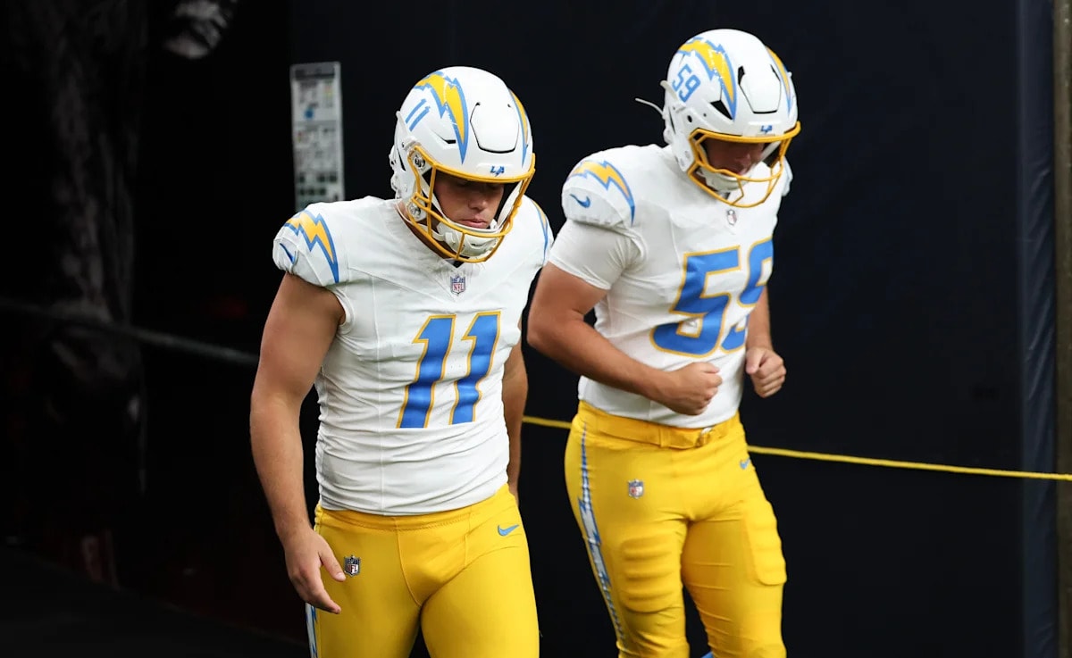 Jim Harbaugh updates Chargers on kicker Cameron Dicker’s status after early medical tent trip