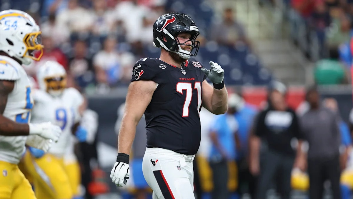 Texans OT Braden Smith carted off after foot injury during joint practice with Panthers