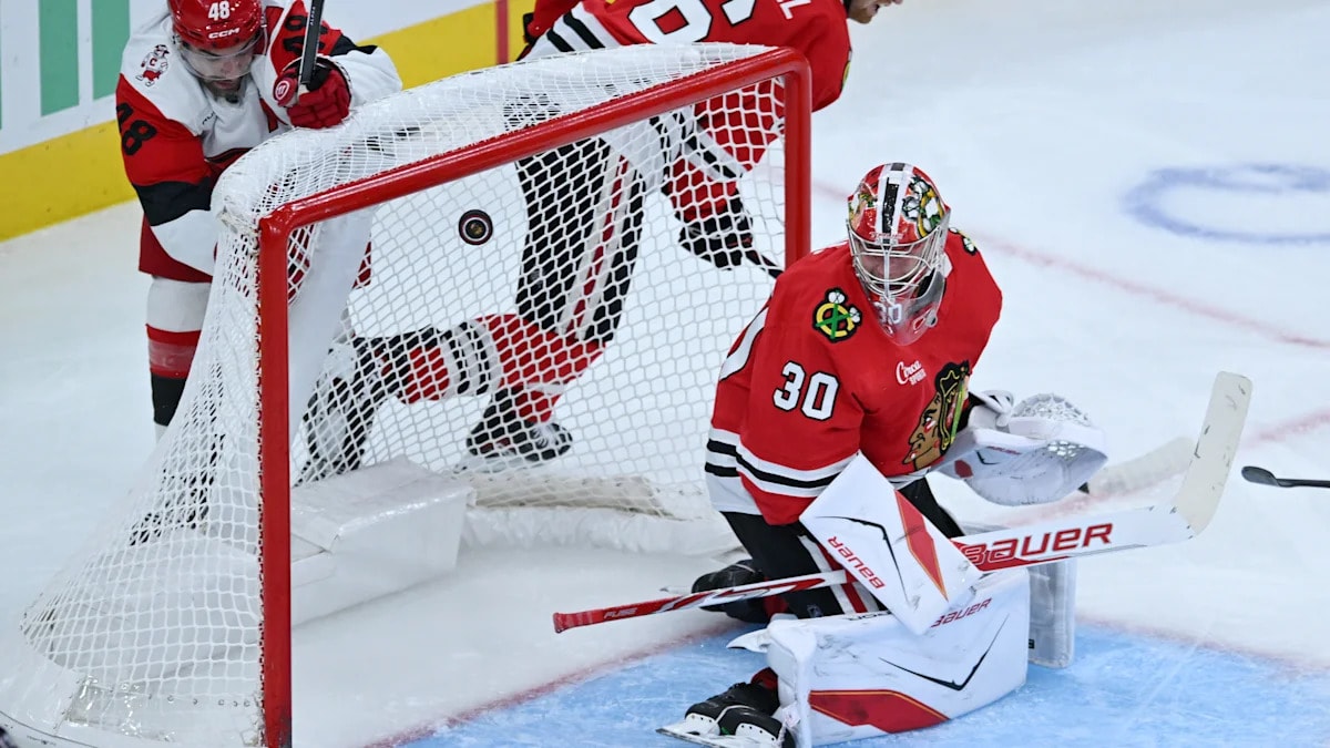 Carolina Hurricanes roll past Chicago Blackhawks 5-2 as Jackson Blake and Jordan Martinook each record a goal and an assist