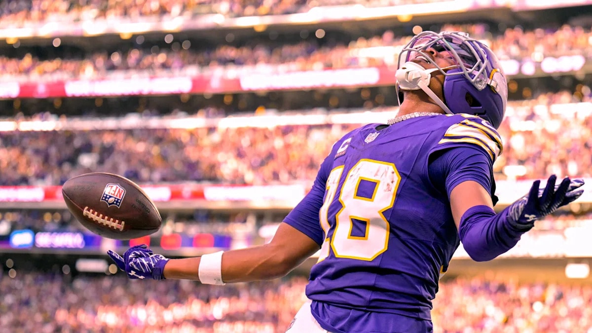 Justin Jefferson is active for Vikings, while Jordan Addison and Odell Beckham Jr. sit