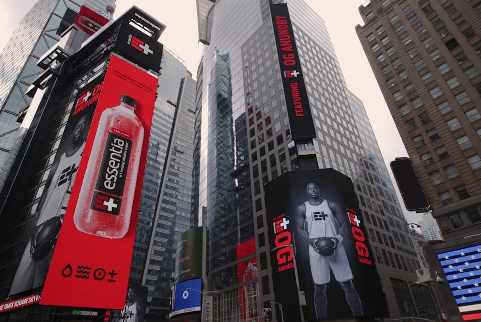 OG Anunoby brings his Game 4 winner to Times Square in new Essentia partnership
