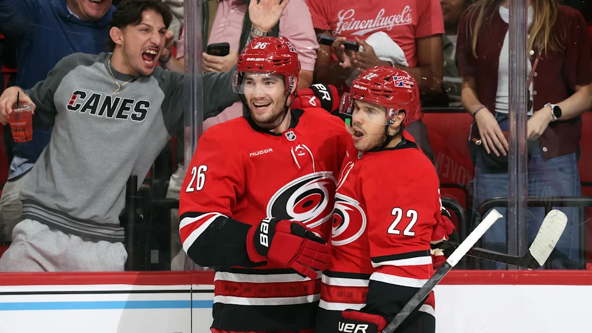 Logan Stankoven delivers first career hat trick as Hurricanes rout Canucks 7-2