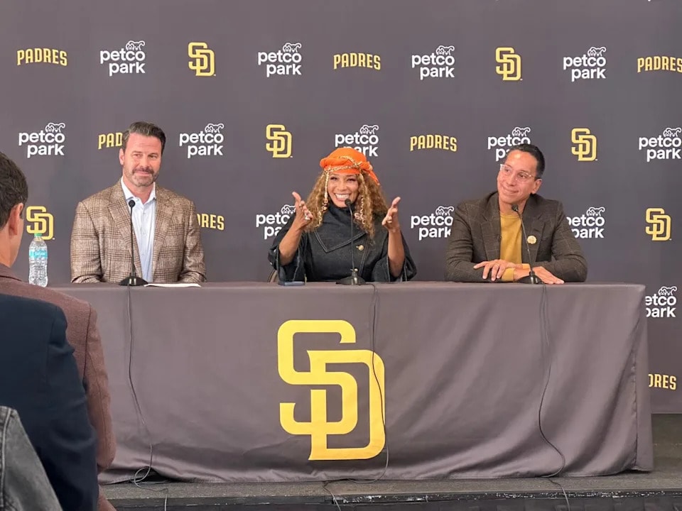 Padres’ new controlling owner and partner tell fans they’re building for a World Series, and to outdo the Dodgers