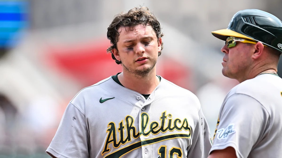 Athletics first baseman Nick Kurtz may be headed for an extended absence after right thumb injury