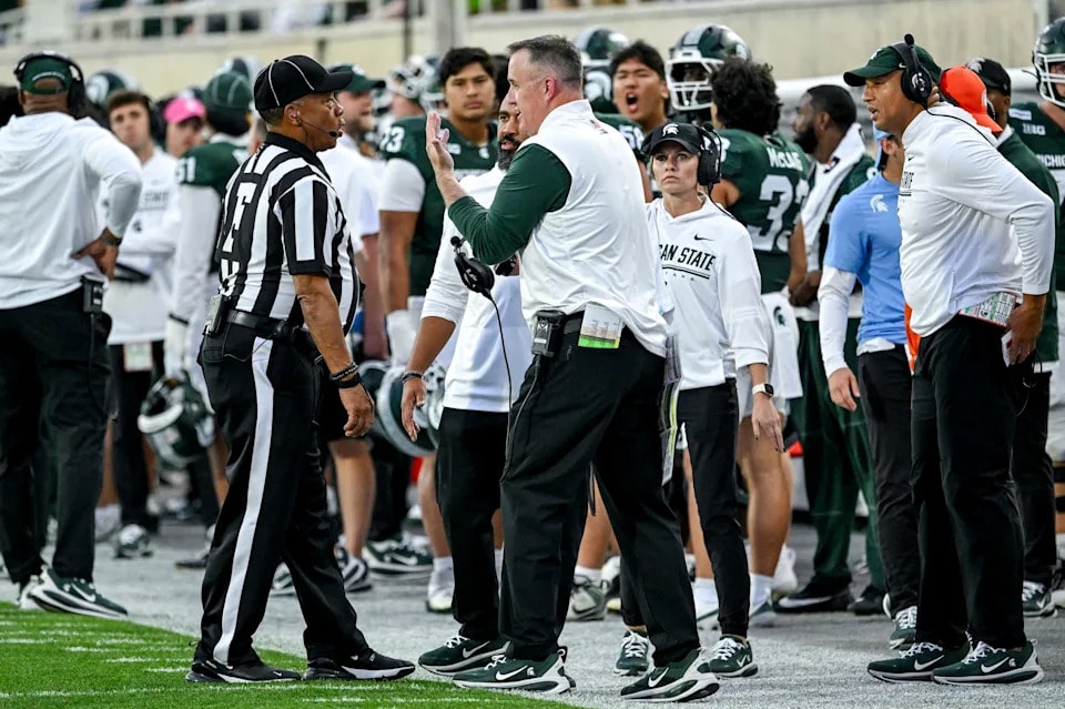 Pat Fitzgerald turns up the energy on Michigan State’s sideline, trying to spark belief