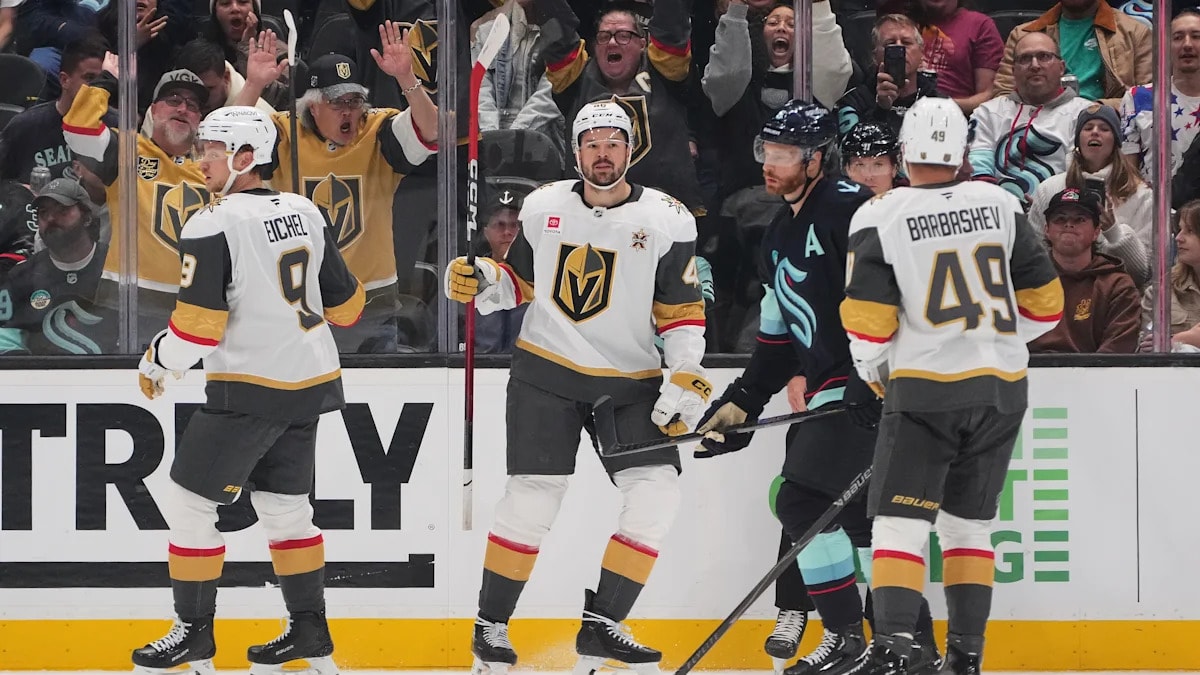 Olofsson and Hertl each score twice as Golden Knights down Kraken 6-2
