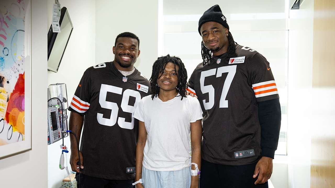 Browns bring Crucial Catch to University Hospitals, with players visiting pediatric and cancer care areas