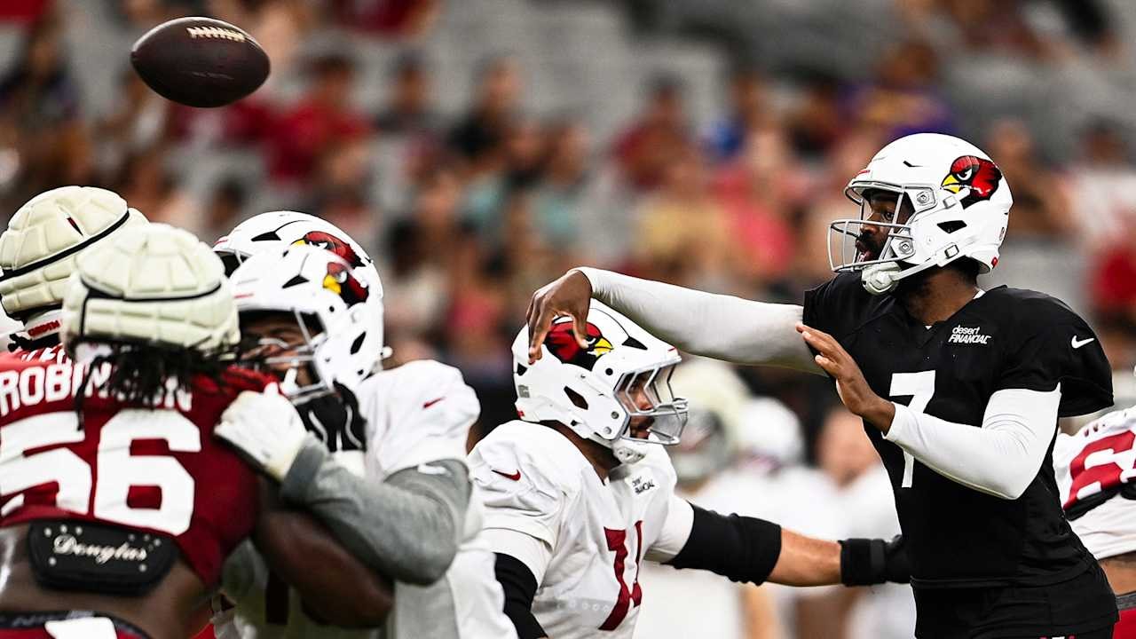 Jacoby Brissett reflects on Arizona Cardinals training camp’s final practice, emphasizing getting “hit” and staying ready