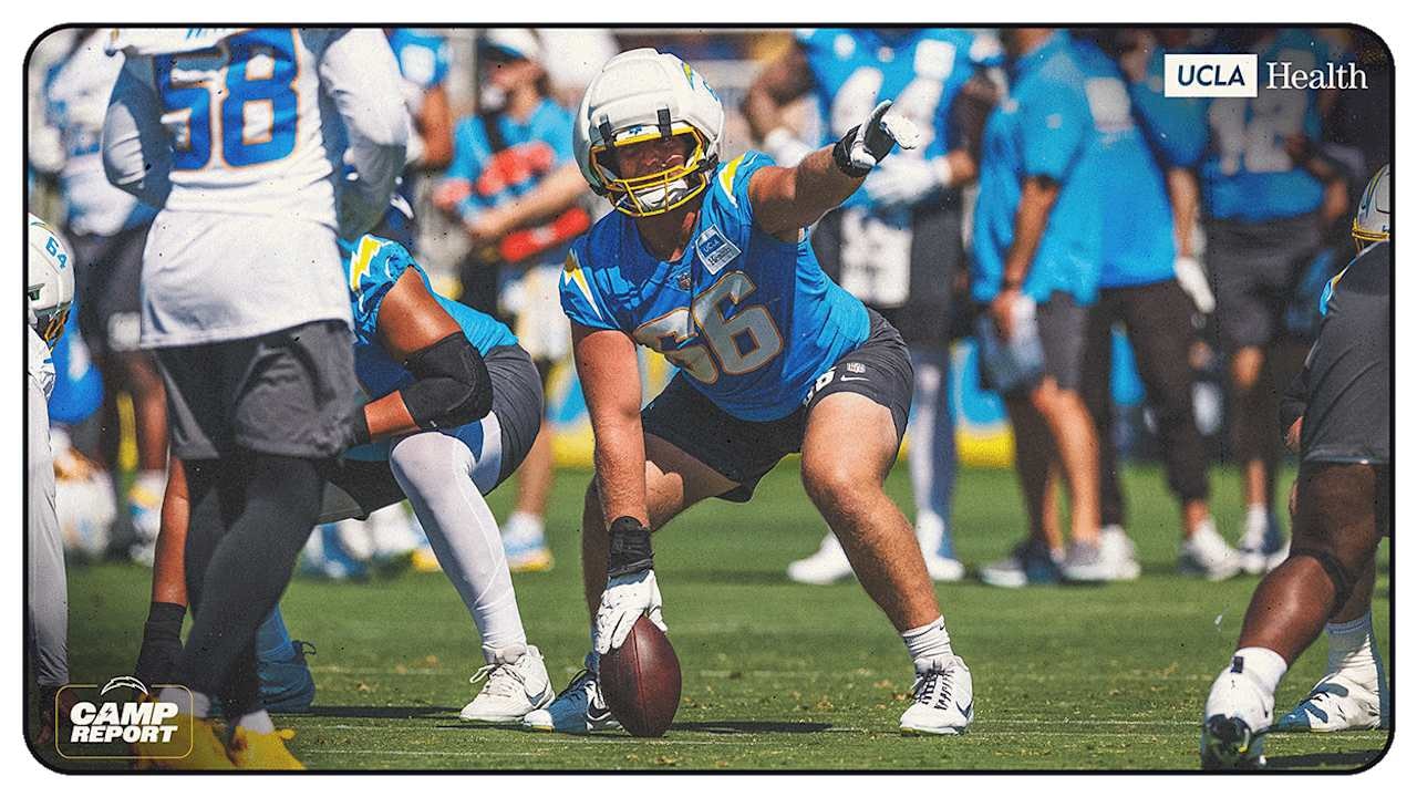Chargers training camp update: Offensive line shuffle after Biadasz injury puts Slaughter at center and tests depth