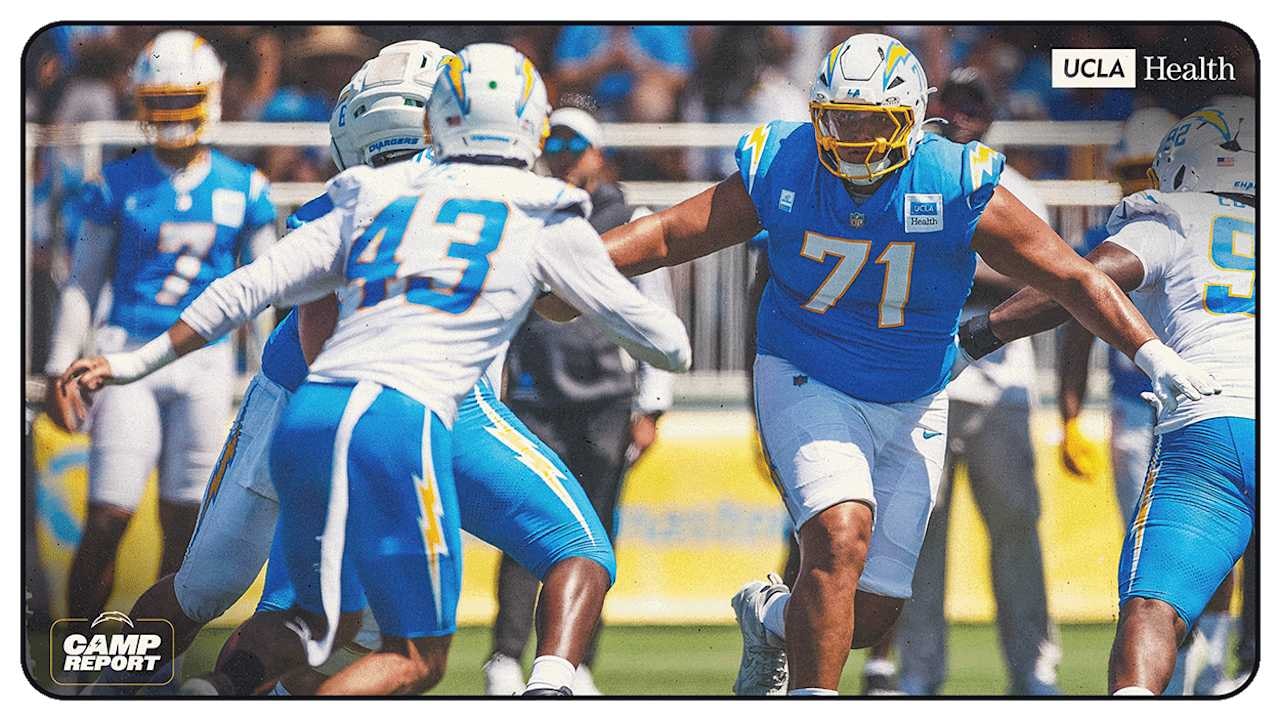 Chargers’ training camp Day 7 centers on left guard reps, with Branson Taylor handling first-team work