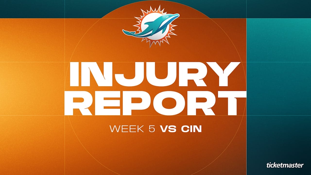Dolphins’ official Week 5 injury report lists players unavailable for Sunday vs. Bengals