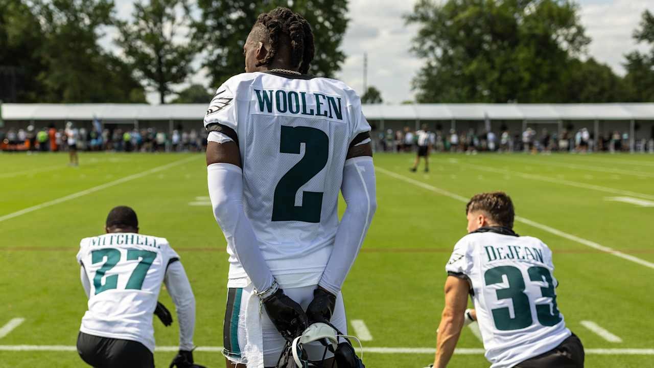 Eagles secondary leans into a “three-headed” cornerback rotation featuring Quinyon Mitchell, Cooper DeJean and Riq Woolen