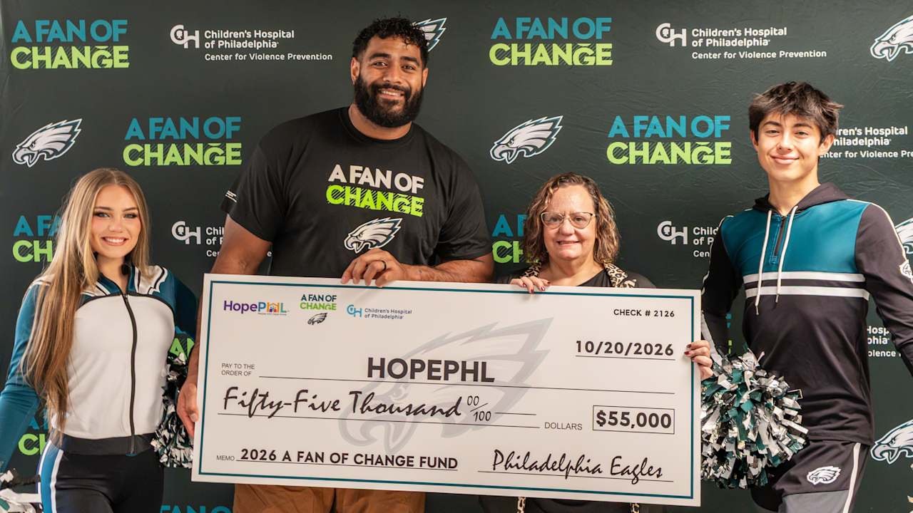 Eagles bring $55,000 to HopePHL through A Fan of Change initiative, spotlighting housing and trauma-responsive services in West Philadelphia