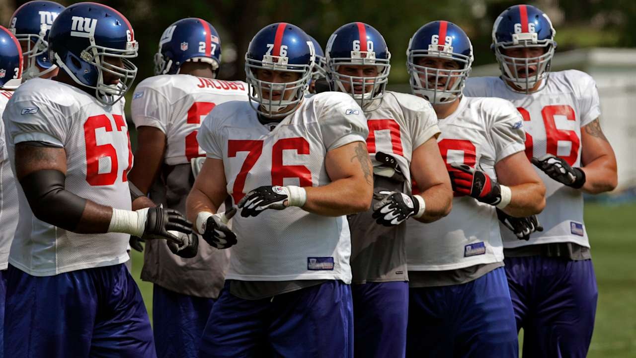 Giants look back at 2008 training camp, featuring the offensive line’s familiar faces