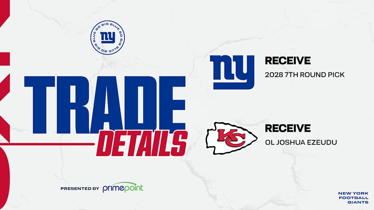 Giants complete Joshua Ezeudu trade to Chiefs for 2028 seventh-round pick
