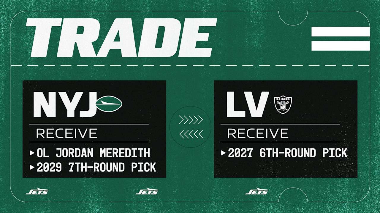 Jets Agree to Terms to Acquire Veteran Center/Guard Jordan Meredith from Raiders
