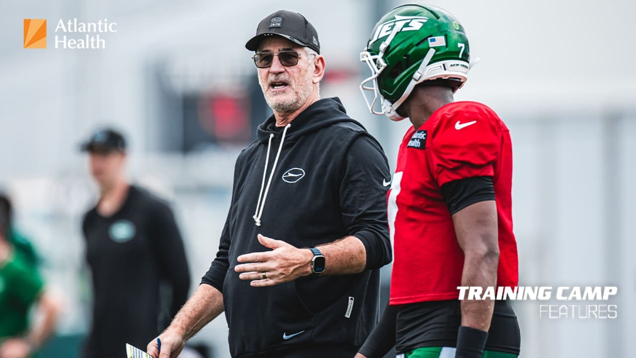 Frank Reich opens his Jets camp podium, mapping an offense built to “feed” Geno’s focus and Membou’s intensity
