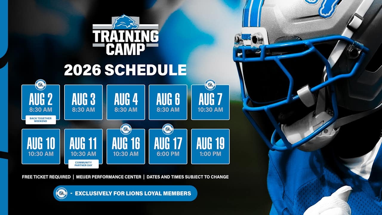 Lions announce 2026 Training Camp fan schedule at Meijer Performance Center