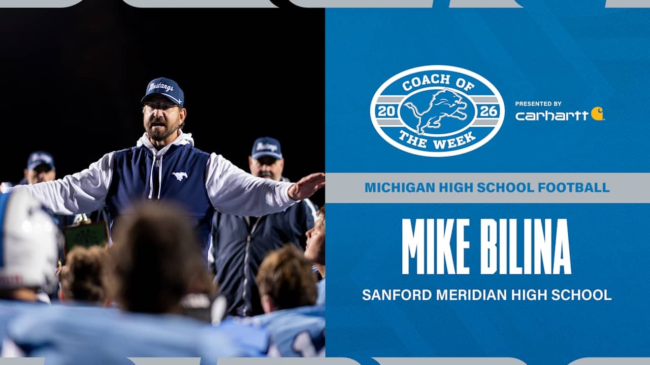 Detroit Lions name Sanford Meridian’s Mike Bilina as High School Coach of the Week for Week 8