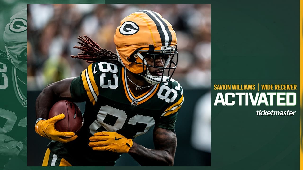 Packers activate WR Savion Williams off IR, set gameday elevations for Oct. 17
