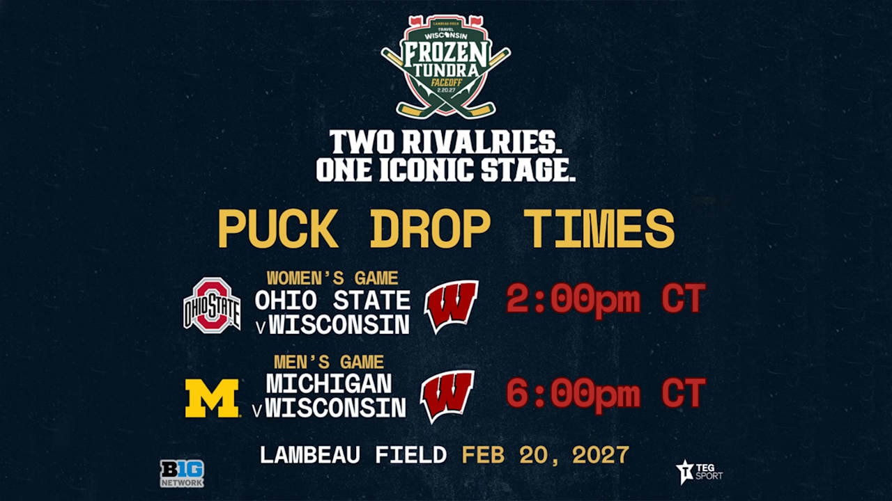 Travel Wisconsin Frozen Tundra Faceoff: Game times confirmed for the Feb. 20, 2027 doubleheader at Lambeau Field